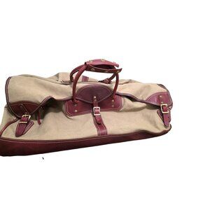 J.W. Hulme Co. Canvas & Leather Duffel Bag Brass Hardware Personalized Monogram